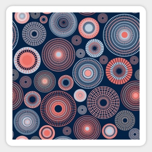 colorful circles | dark blue and coral Sticker